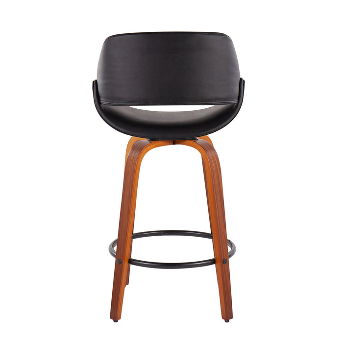 Fabrico - Mid Century Modern Fixed Height Counter Stool And Round Footrest (Set of 2)