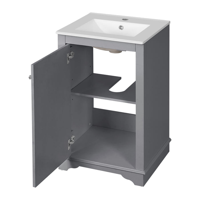 Bathroom Vanity With Sink, Freestanding Single Cabinet Set, Soft Close Door, Adjustable Shelf