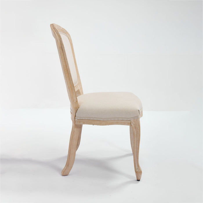 Dining Chairs Upholstered With Fan Shaped Back (Set of 2) - Beige