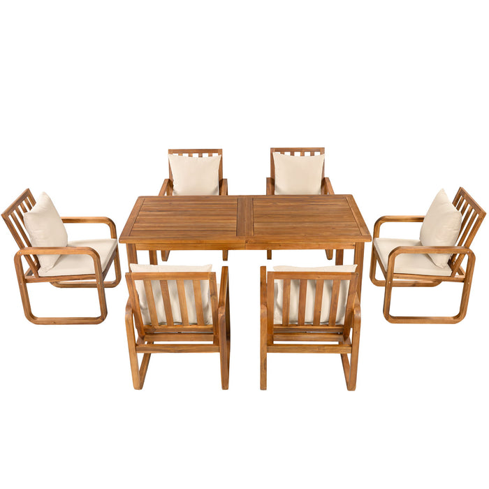 7 Piece Outdoor Patio Dining Set With Removable Cushions