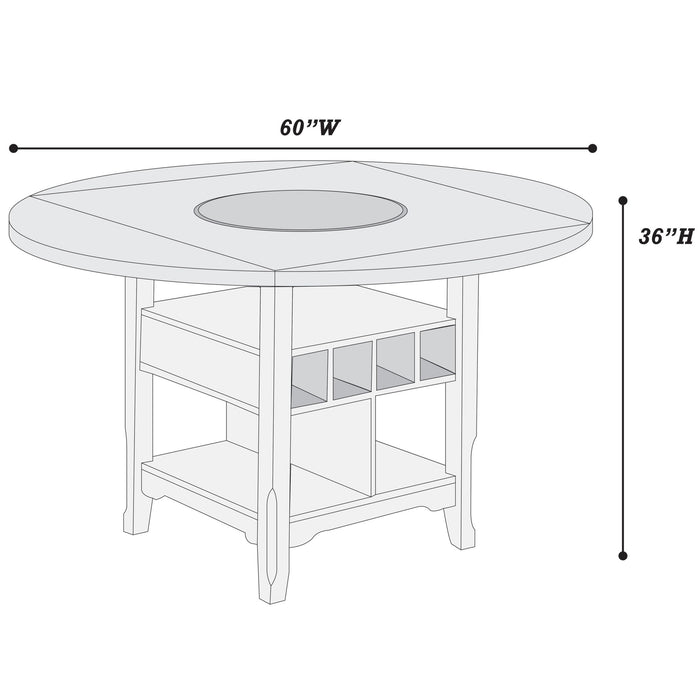 Counter Height Dining Table With Built In Lazy Susan And Storage Shelves