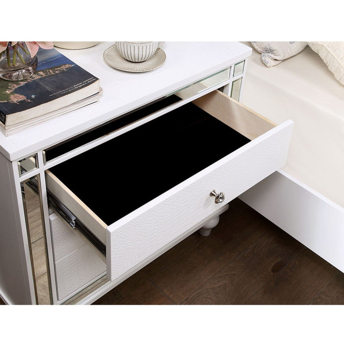 Contemporary Nightstand With Crocodile Textured Trim