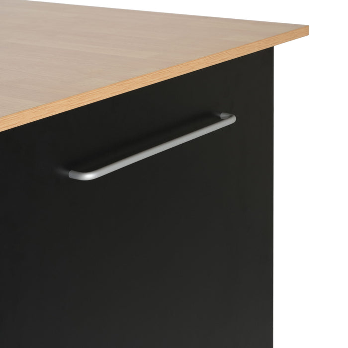 Mobile Kitchen Cart With Storage With 2 Doors, 3 Drawers & Adjustable Shelf - Black / Natural