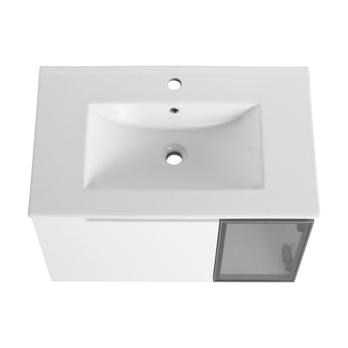 Wall Mounted Bathroom Vanity With Sink, Cabinet & Half Door