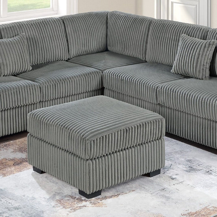 Upholstered L - Shaped 4 Piece Sectional Set With USB, Cocktail Ottoman