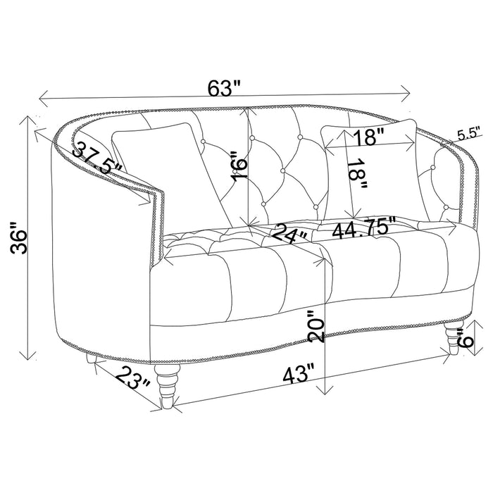 Elliston - 2 Piece Living Room Set With Upholstery Nailhead Trim - Gray