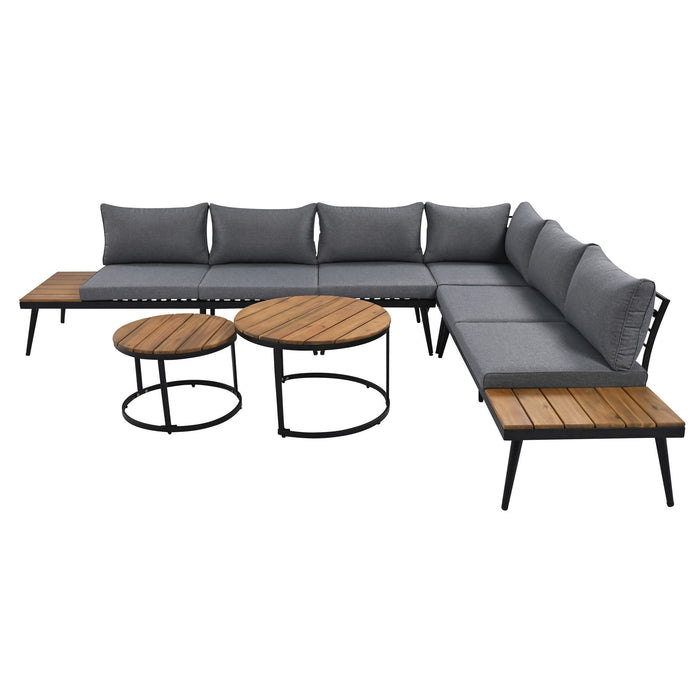 Modern Outdoor Sectional Sofa Set With Nesting Coffee Tables