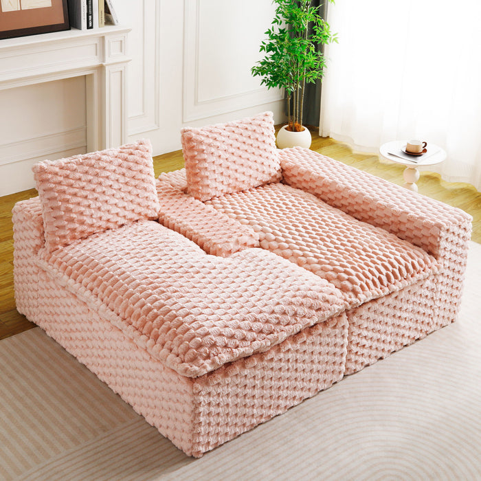 Modular Sofa, Convertible Twin Seat With Chaise Lounge