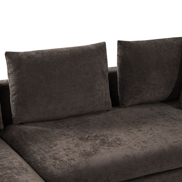 Modern L Shaped Sectional Sofa With Chenille Upholstery And Wooden Storage