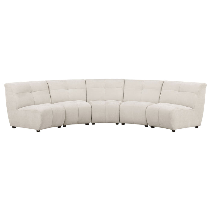 Oliver - 5 Piece Upholstered Sectional Sofa With Curved Silhouette - Ivory