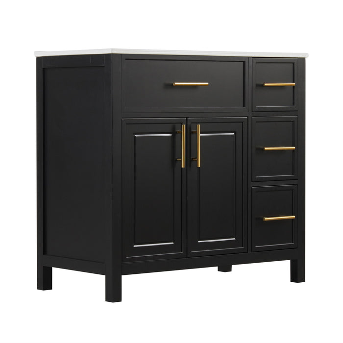 Modern Bathroom Vanity With Sink Top, 2 Doors And 3 Drawers