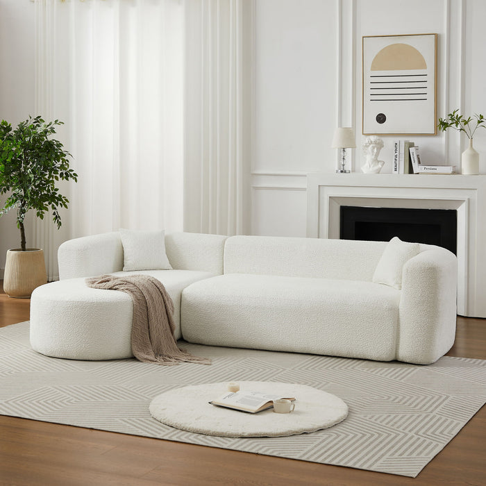 L - Shape Boneless Cloud Couch With 2 Throw Pillows For Living Room