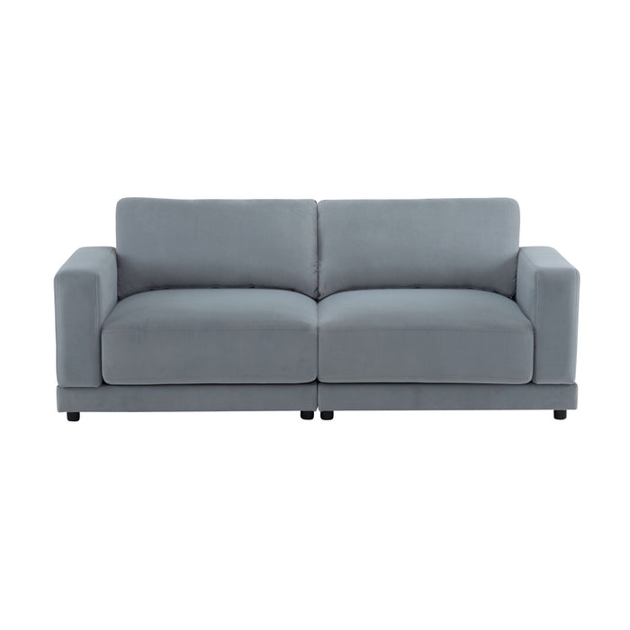 Modern Square Arm Sofa With Soft Fabric Upholstery, Deep Cushions