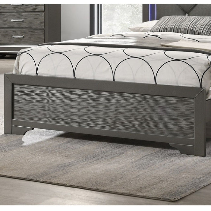Tufted Headboard Bed With LED Lighting