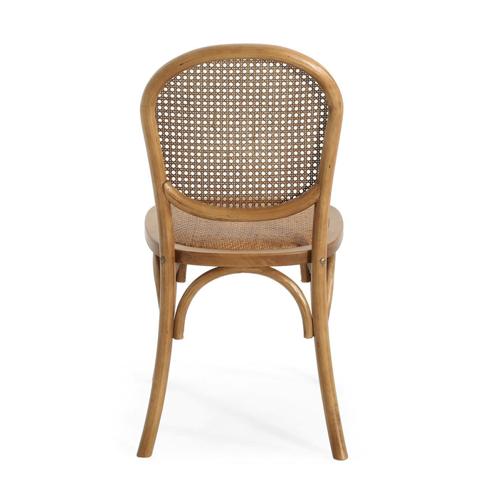 Oval Dining Table Set With 4 Birch Rattan Chairs - Brown / Light Brown