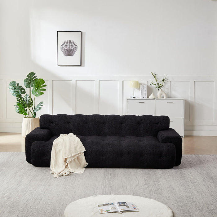 Cloud Series Minimalist Button Tufted Square Arm 3 Seater Sofa