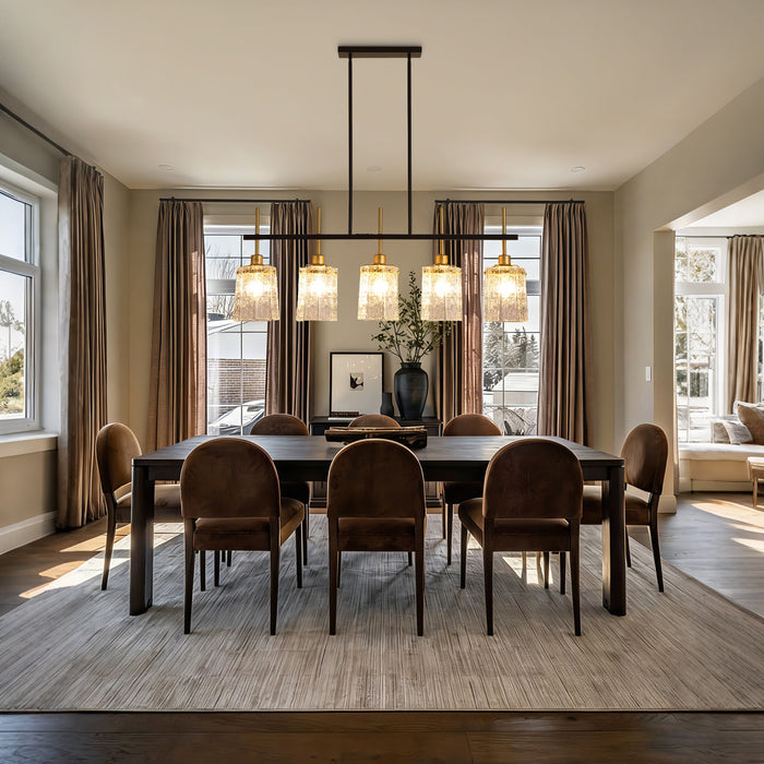 Chandelier 5 Light, Fixture Over Table - Black / Gold