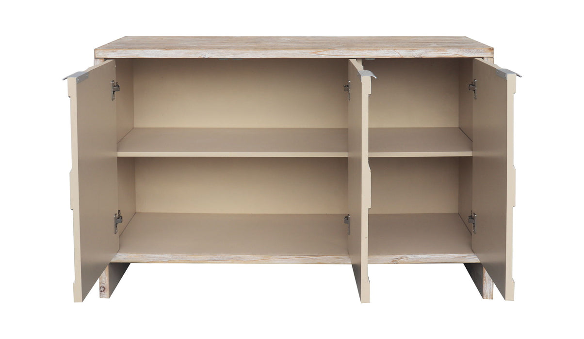 Accent Cabinet Farmhouse Style 3 Door Wooden Cabinet Sideboard Buffet Server Cabinet Storage Cabinet, For Living Room - Natural Wood Wash