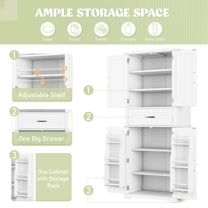 Bathroom Storage Cabinet With Multifunctional Storage Space, Drawer With Slide Rails, Adjustable Shelf