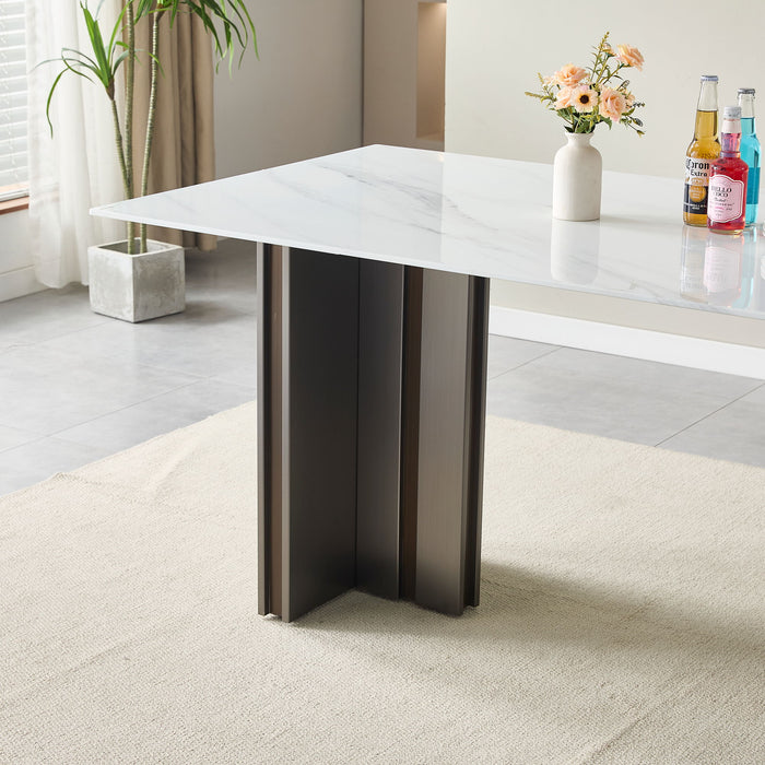 Rectangular Dining Table - Gray / White