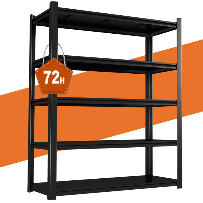 Shelves With 5 Removable Dividers, Durable For Garage - Black