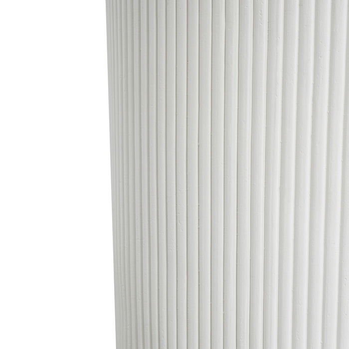Handmade Side Table With Ribbed Design For Indoor And Outdoor Use - White