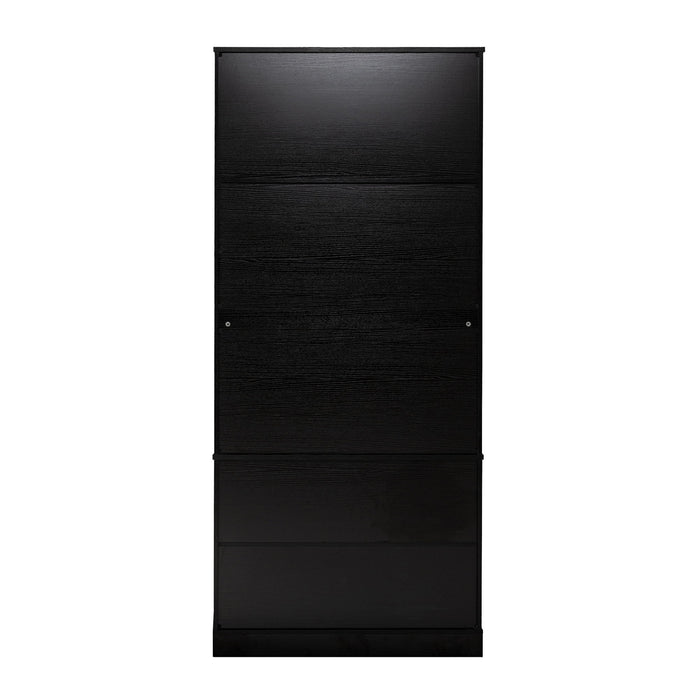 Fluted Kitchen Pantry Cabinet With 2 Large Drawers & 8 Door Spice Rack Freestanding Storage Organizer - Black