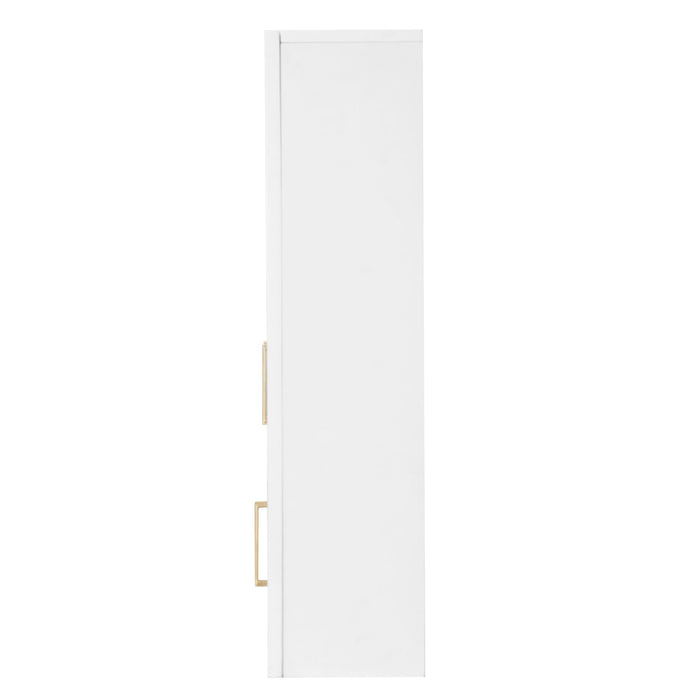Wall Mounted Medicine Cabinet With 5 Adjustable Shelves, Exquisite Carving - White