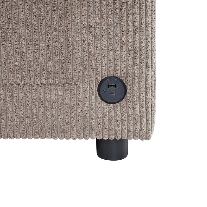 Sleeper Sofa With Foldable Mattress, USB Ports, Side Table & Storage Pocket