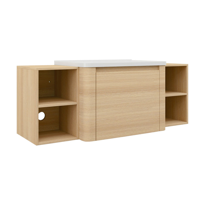 Wall Mounted Bathroom Vanity With Sink, Storage Shelves & Soft Close Door