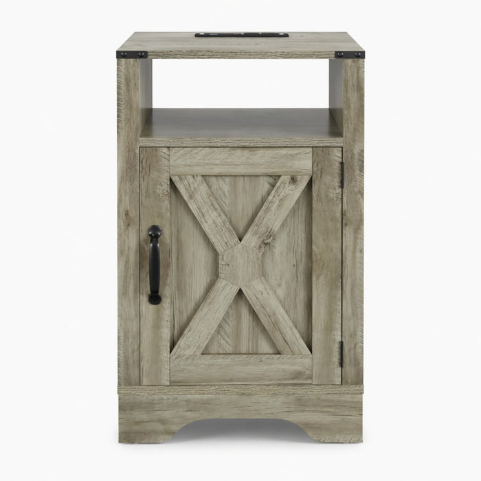 Farmhouse Nightstand, Charging Station & Storage
