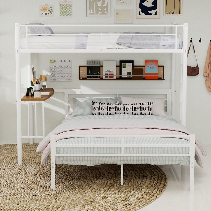 Bunk Bed With Built In Desk & Guardrail Frame