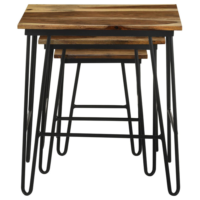 3 Piece Nesting Table With Hairpin Legs - Brown