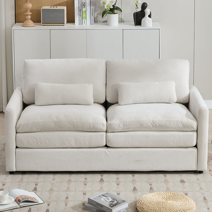 Cozy Upholstered Plush Cushion Loveseat Sofa For Living Room