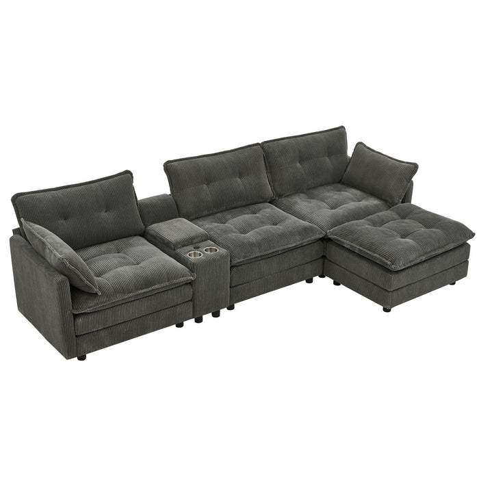 Oversized Modular Sectional Sofa With Multi Functional Console