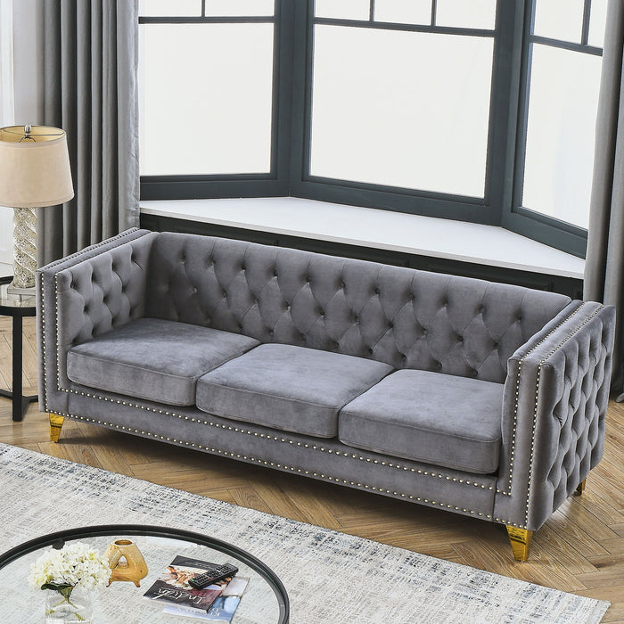 Upholstered Couch Sofa With Button Tufting For Living Room
