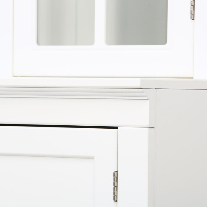 Retro Style Hutch Cabinet With Glass Door, China Cabinet For Home