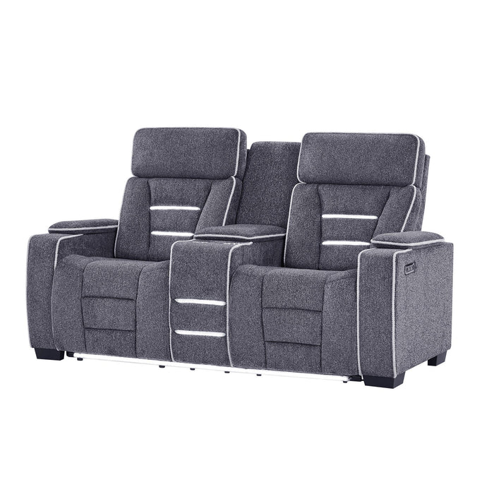 Austin - Console Reclining Loveseat With Storage Arms - Gray