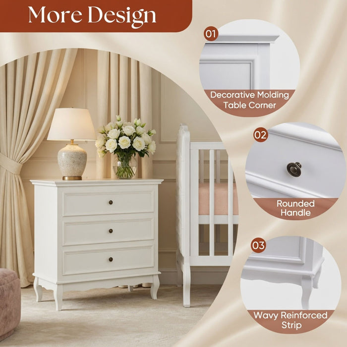 3 Drawer Dresser - White