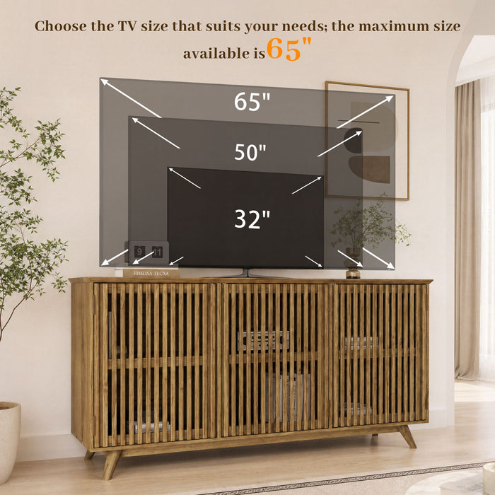 TV Stand With Adjustable Shelf - Natural