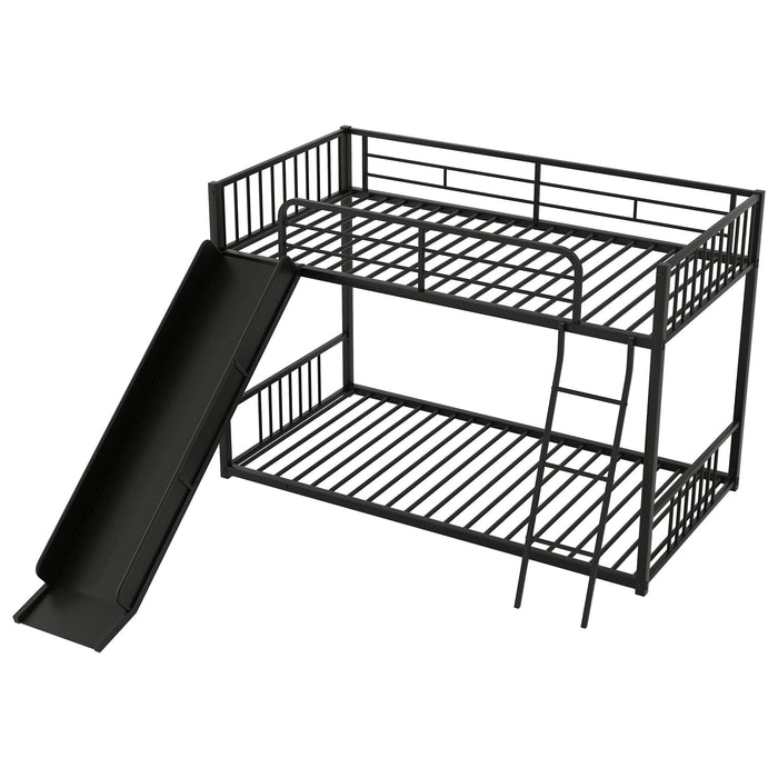 Metal Bunk Bed With Slide, Durable Steel Frame