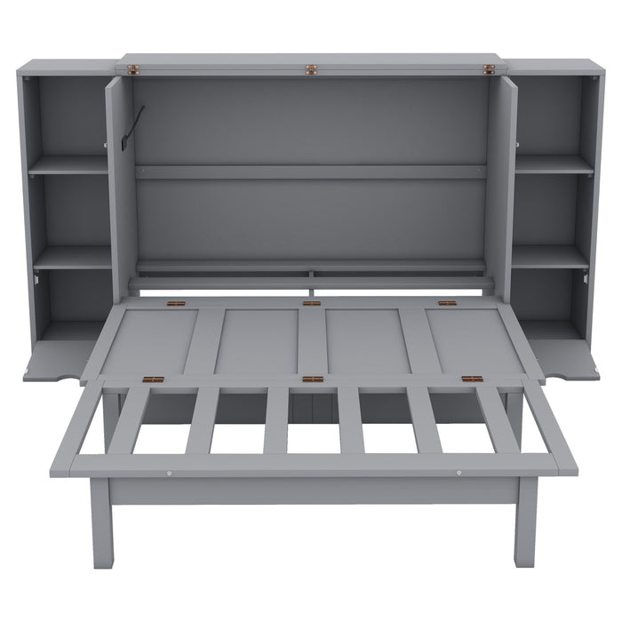 Murphy Bed With Shelves, Drawers And USB Ports