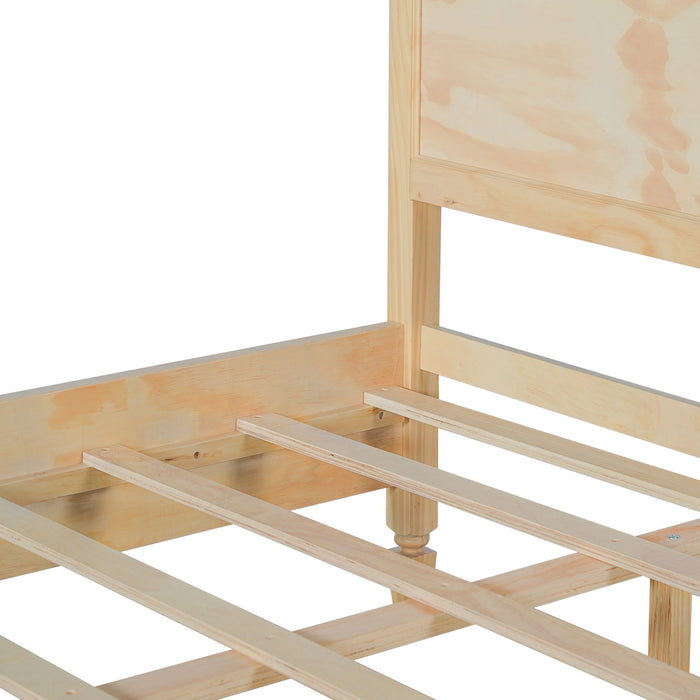 Classic Platform Bed Frame With Panel Headboard