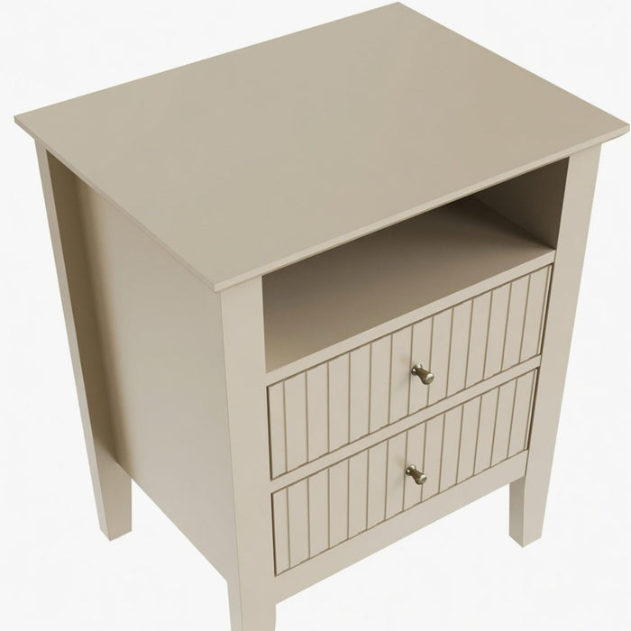 Fluted Nightstand With 2 Drawers