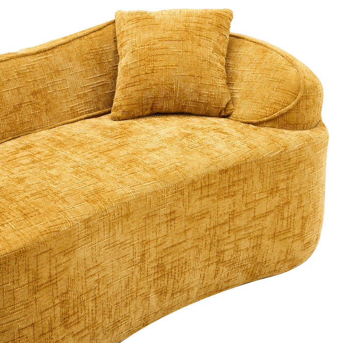 Curved 2 Person Compress Sofa With Armrests, Includes Pillows