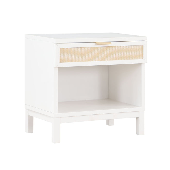 Blake - Cane 1 Drawer Nightstand With Cane Front - White