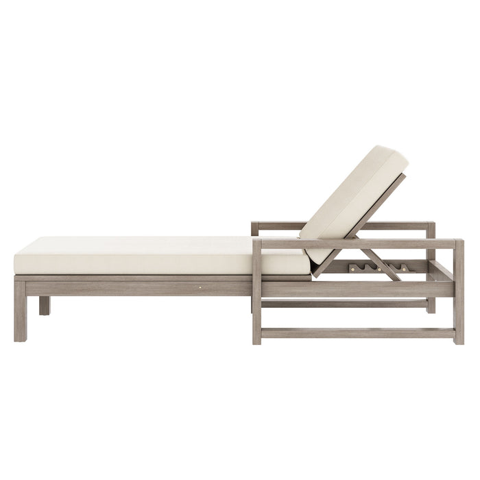Outdoor Lounge Chairs, 5 Position Chaise Lounge With Adjustable Backrest (Set of 2) - Gray