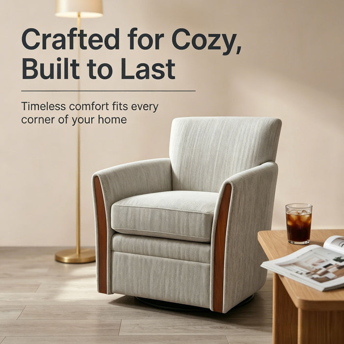 Swivel Accent 360° Rotating Armchair With Turntable Base For Living Room - Cream Beige