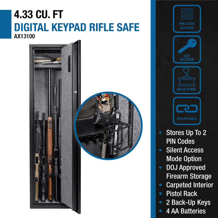 4 33 Cu Ft Digital Keypad Rifle Safe - Black