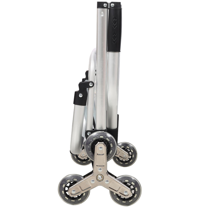 Foldable Shopping Stair Trolley With Triangular Wheels And Removable Waterproof Bag - Black